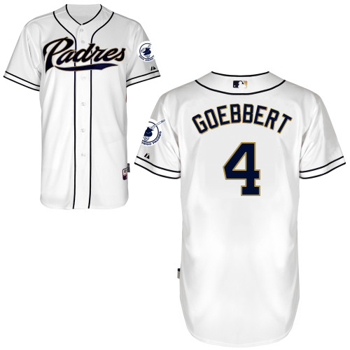 Jake Goebbert #4 MLB Jersey-San Diego Padres Men's Authentic Home White Cool Base Baseball Jersey
